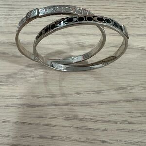 Coach Silver and Black Bangle Set